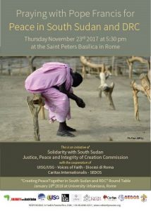 Praying With the Pope for Peace in South Sudan and Dr Congo 23 November 2017